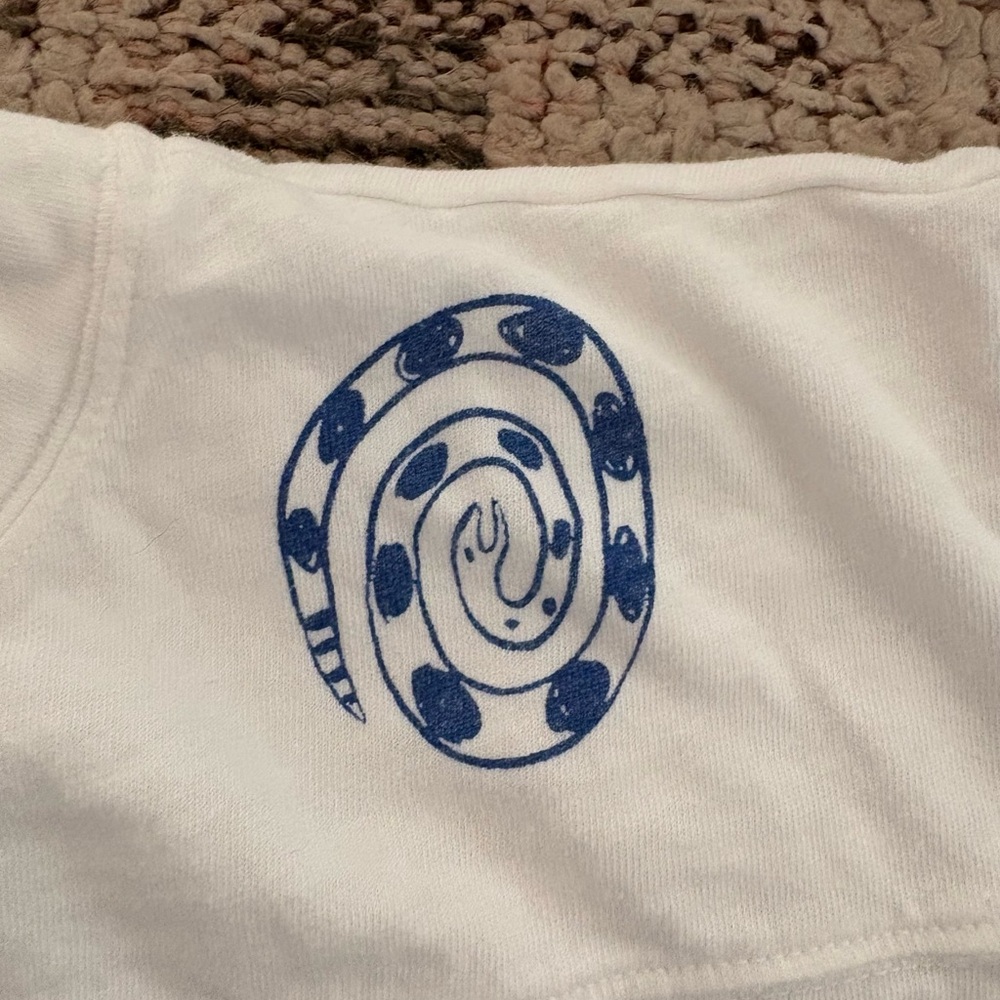 MOTHER White and Blue Jersey Top - Picture 6 of 8